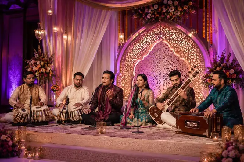 Cérémonie Sangeet soirée musicale mariage indien